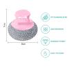 Steel Wool Scrubber with Handle, Multifunctional Metal Scrubber for Pan Pot, Metal Scouring Pads Dishwashing Stainless Steel Scrubbing Pads for Kitchen (Pink) view 3