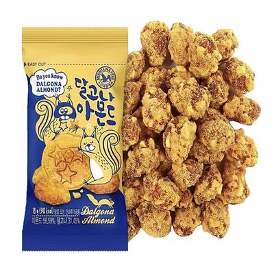 Dalgona Almond Snack Pack 18g (0.63oz) Crunchy Roasted Almonds with Sweet Korean Dalgona Flavor (20 Pack)