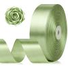 1-1/2 Inch 100 Yards Sage Green Satin Ribbon, Solid Fabric Ribbon Roll for Flower Bouquet, Gift Wrapping, Roses Making, Handmade Crafts view 1