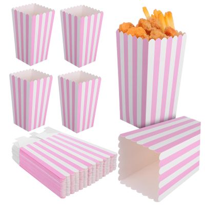 GLEAVI 40 Pcs Striped Paper Popcorn Bags for Parties Movie Nights and Boys and Girls Celebrations Popcorn Containers for Snacks and Treats