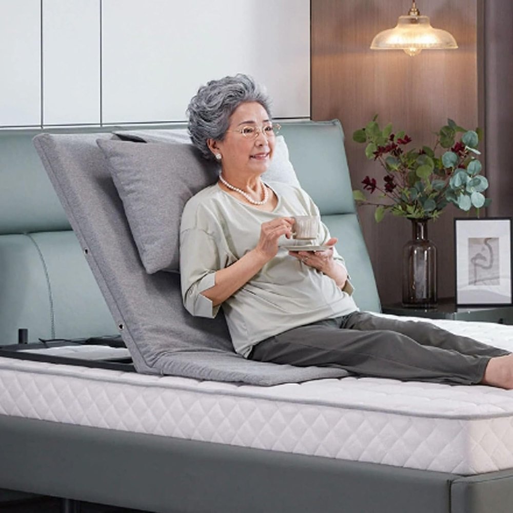 Elderly Bed Lift Backrest, Adjustable Electric Pillow Lifter, Portable Medical Sit-Up Backrest, 300kg Load-Bearing, Support Electric Bed Backrest for Neck Head and Waist Support(WithoutArmrests)