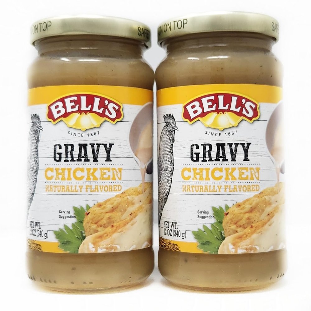 2 Pack of Naturally Flavored Gravy 12oz Jars Bell's since 1867 (Chicken)