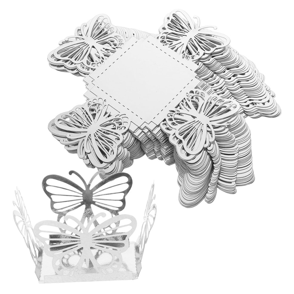 Healifty 50pcs Butterfly Hollow Truffle Cup Elegant Chocolate Box Packaging for Weddings and Showers Wrapper for Party Favors and