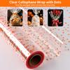 CMFYHM Clear Cellophane Wrap Roll with Orange Polka Dots | 34" x 100 | 3 Mil Transparent Cellophane Roll,Gift Wrap Cellophane,large Cellophane Wrap Film for Autumn Thanksgiving Baskets, Gifts, Treats,Crafts, Halloween Wrapping view 4