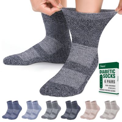 Bulinlulu Diabetic Socks for Men Women,6 Pairs Non Binding Ankle Diabetic Socks for Women Men Size 10-13 13-15(Dark Color-Extra Large)