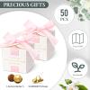 Marspark 50 Pcs Wedding Favor Boxes, 2.5 x 2.5 x 2.5 Inch Wedding Party Candy Boxes with Ribbons Bridal Gift for Guests Bridal Shower Birthday Party Anniversary Supplies(Pink) view 4