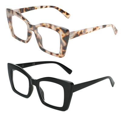 Rayzzol Oversized Reading Glasses for Women Blue Light Blocking Readers, Bold Square Frame, Clear Lens, Spring Hinge