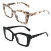 Rayzzol Oversized Reading Glasses for Women Blue Light Blocking Readers, Bold Square Frame, Clear Lens, Spring Hinge view 1