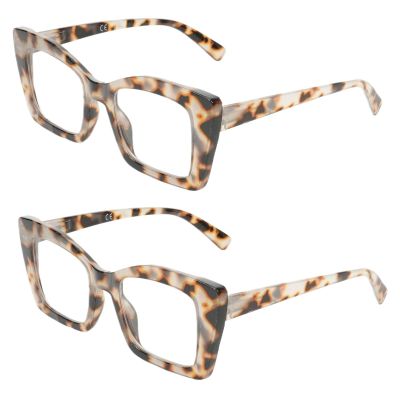 Rayzzol Oversized Reading Glasses for Women Blue Light Blocking Readers, Bold Square Frame, Clear Lens, Spring Hinge