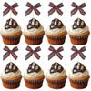 24 PCS Bowknot Cupcake Toppers Bow Baby Shower Cupcake Picks Bow Theme Birthday Party Decorations for Bowknot Theme Baby Shower Birthday Bridal Shower Wedding Party Decoration Supplies Red Green view 1