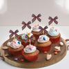 24 PCS Bowknot Cupcake Toppers Bow Baby Shower Cupcake Picks Bow Theme Birthday Party Decorations for Bowknot Theme Baby Shower Birthday Bridal Shower Wedding Party Decoration Supplies Red Green view 4