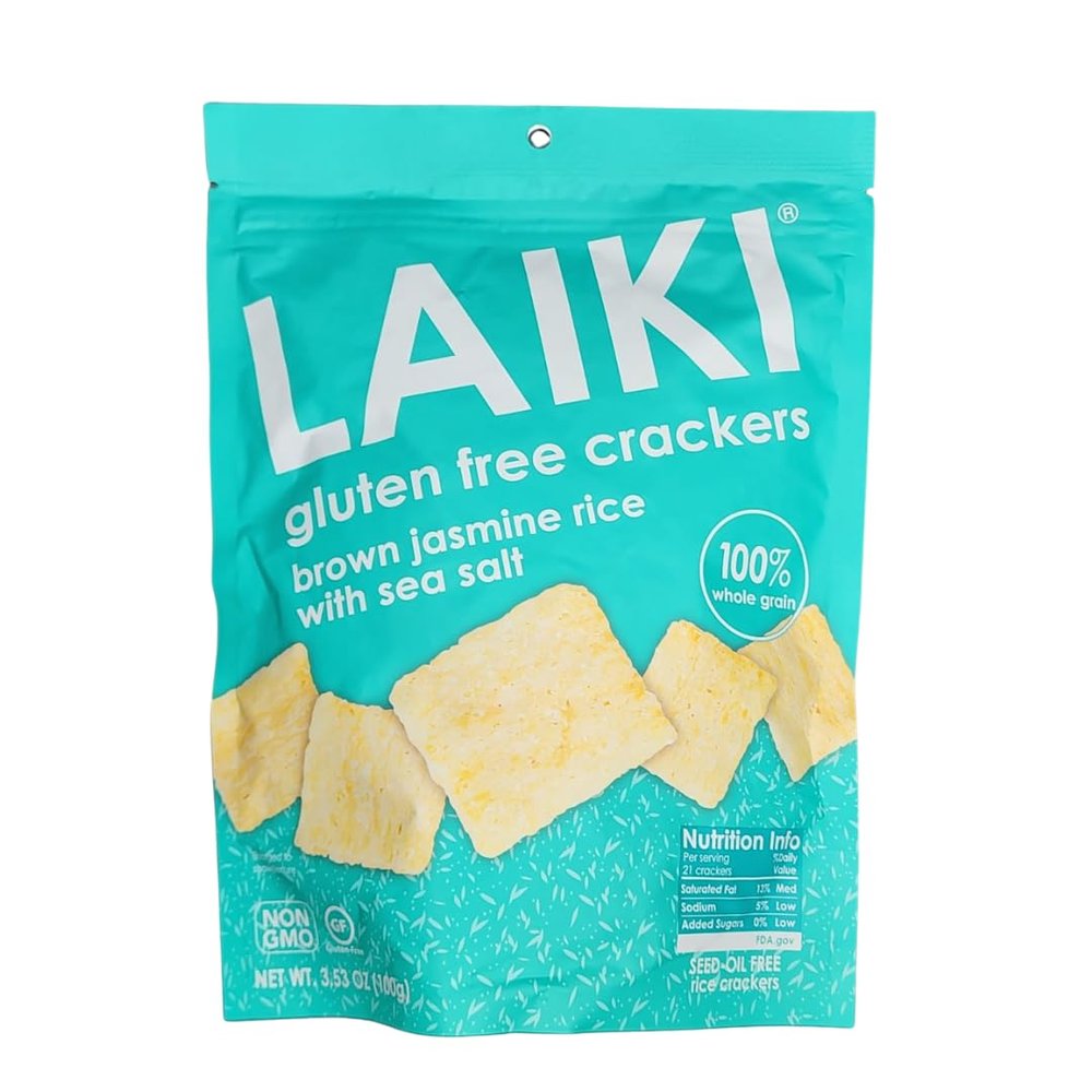 Gluten Free Rice Crackers - Seed-Oil Free - Snacks - Low Sodium Crackers Crunch - Allergen-Friendly , Vegan, Non-GMO Verified, FODMAP Friendly, Brown Jasmine Rice Simply Sea Salt flavor - 3.53 Oz Bag (Pack of 1)
