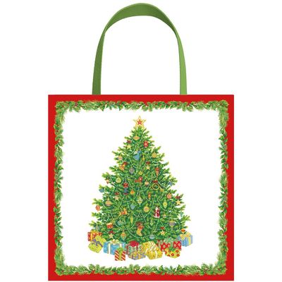 Caspari Christmas Tree Small Square Gift Bag - includes 1 Gift Bag