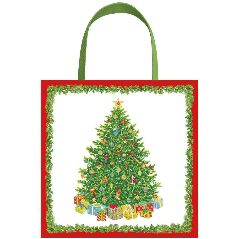 Caspari Christmas Tree Small Square Gift Bag - includes 1 Gift Bag