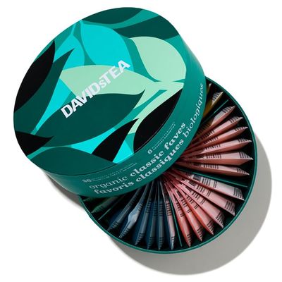 DAVIDsTEA Classic Faves Sachet Tea Wheel Tea Assortment, Bigger Ingredients for Fuller Flavour Teas Sachets, 36 tea bags