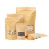 Roppolo 100 Pcs 5.5 x 7.9 Inch Stand Up Brown Kraft Paper Bags with Matte Window, Resealable Zip Lock Food Storage Bags, Reusable & Heat Sealable for Packaging view 1