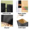 Roppolo 100 Pcs 5.5 x 7.9 Inch Stand Up Brown Kraft Paper Bags with Matte Window, Resealable Zip Lock Food Storage Bags, Reusable & Heat Sealable for Packaging view 3