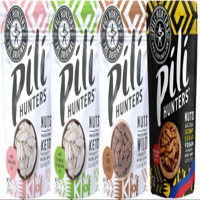 Pili Hunters Variety Pack, Wild-Harvested Keto Nuts, 4 Flavors - Raw Cacao, Coconut, Himalayan Salt, Classic Sugared, Vegan, Gluten-Free almost 1.5 lbs