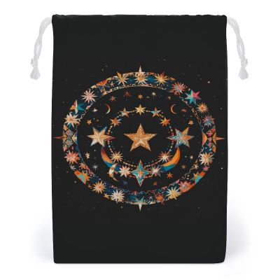 FHESDCW Gorgeous Stars And Moon Drawstring Bag Canvas, Reusable Travel Jewelry Pouches, Washable Storage Bags for Gift, Candy, Cosmetics 12 * 18cm