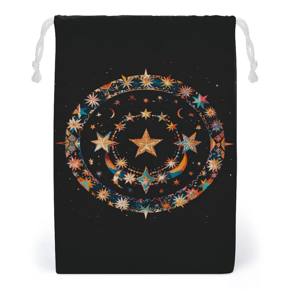 FHESDCW Gorgeous Stars And Moon Drawstring Bag Canvas, Reusable Travel Jewelry Pouches, Washable Storage Bags for Gift, Candy, Cosmetics 12 * 18cm