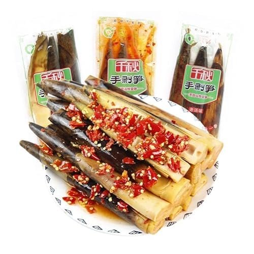 3 flavors Instant Hand Peeled Bamboo Shoots 230g/pack, Pickled pepper Crispy fresh mountain pepper bamboo shoots,spicy chinese snack,spicy stripsChinese Pickledvegetarian (Spicy flavor,1 pack)