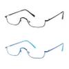 COVESATO Half Reading Glasses, Half Lens Frame Metal Readers for Women Men Black+Blue,3.00 view 1