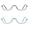 COVESATO Half Reading Glasses, Half Lens Frame Metal Readers for Women Men Black+Blue,3.00 view 3