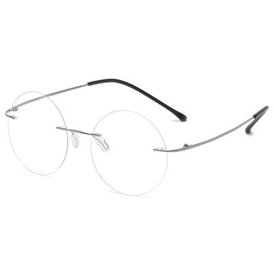 KOOSUFA Titanium Rimless Round Reading Glasses for Men Women, 1x Grey +2.5