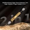 2-Pack Cigar Draw Enhancer Tool, Cigar Poker & Cigar Nubber 2-in-1, Practical Cigar Accessories with Key Ring for All Cigars (Gold & Gold) view 2
