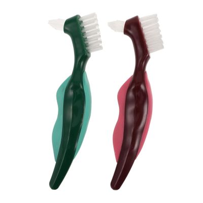 GALPADA 2pcs Dual-Ended Denture Cleaning Brush Soft Toothbrushes for Cleaning Dentures Toothbrush for Deep Clean Brush