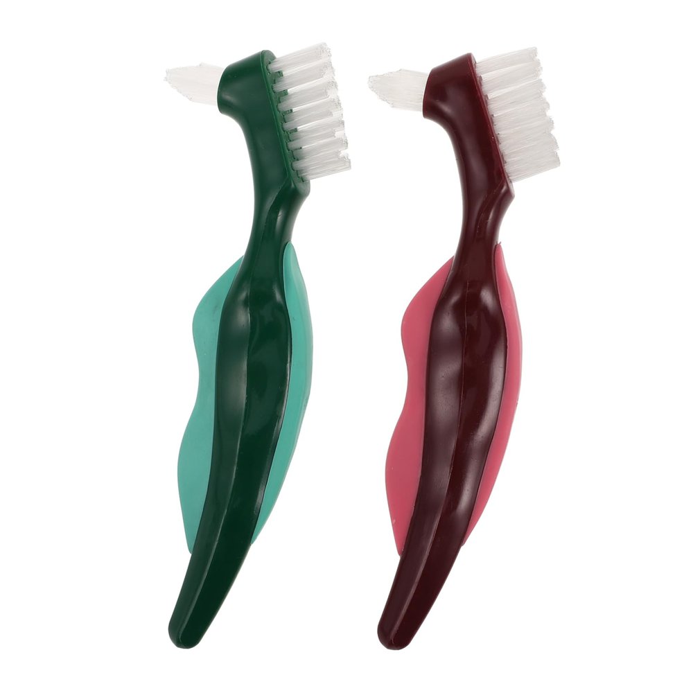 GALPADA 2pcs Dual-Ended Denture Cleaning Brush Soft Toothbrushes for Cleaning Dentures Toothbrush for Deep Clean Brush