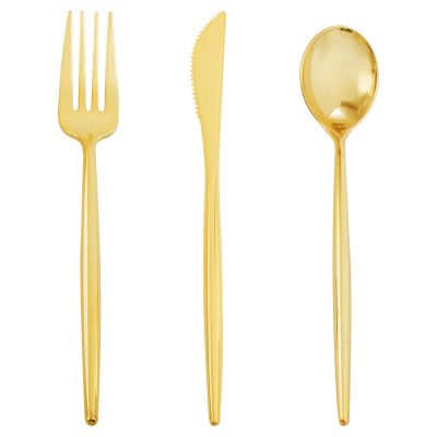 Supernal 180pcs Gold Plastic Silverware Set, Disposable Cutlery