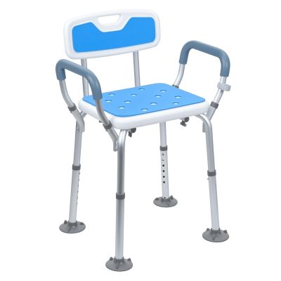 feneihe Shower Chair for Inside Shower, Shower Chair for Elderly and Disabled, Shower Stool with Arm and Back, Height Adjustable Shower Chair with Non-Slip Feet, 330 lbs Heavy Duty Shower Seat for Se