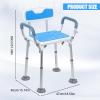 feneihe Shower Chair for Inside Shower, Shower Chair for Elderly and Disabled, Shower Stool with Arm and Back, Height Adjustable Shower Chair with Non-Slip Feet, 330 lbs Heavy Duty Shower Seat for Se view 2
