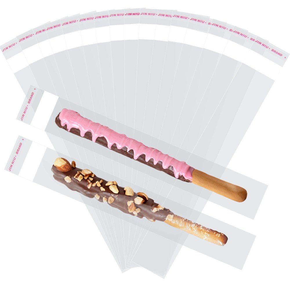 300PCS Pretzel Rod Bags 2x10 Inches - Clear Self Sealing Cellophane Bags, Resealable Cookie Bag Pretzels Individual Bag 2x10 Inches with Seal for Packaging ICY Candy Treat Popsicle Cookies