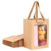 10-Pack Kraft Paper Gift Bags With Clear Window, 9.8 X 7.1 X 5.1 Inch, Rope Handle Shopping & Retail Bags For Gifts, Food, And Parties view 1