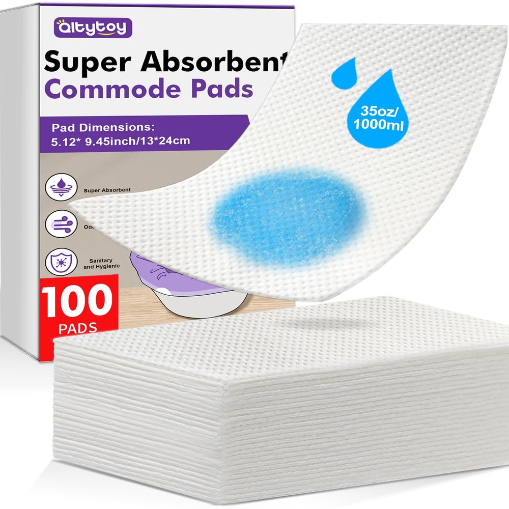 100 Commode Absorbent Pads for Bedside Commode Liners, Disposable Commode Liners Pads with Absorbent Gel, Portable Potty Liner Pads for Toilet Bags Bedpans