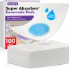 100 Commode Absorbent Pads for Bedside Commode Liners, Disposable Commode Liners Pads with Absorbent Gel, Portable Potty Liner Pads for Toilet Bags Bedpans view 1
