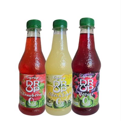 DROP Syrup Variety Pack Natural Sugar-Free 16.9fl oz,Premium Flavoring,30% Concentrate Stevia for Drinks,Sodas,Desserts and more. 500ml (Pack of 3)