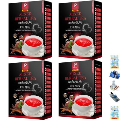 Fragrant Delicious Roasted Much Mellow Pimnada Mixed Tea Blend 30 Sachets/Box (180g) Fruit Snack (of 4) By Thaigiftshop [Get Free Tomato Facial Mask]