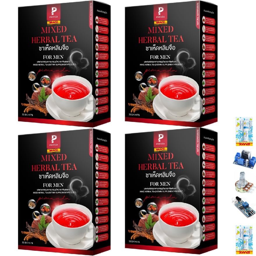 Fragrant Delicious Roasted Much Mellow Pimnada Mixed Tea Blend 30 Sachets/Box (180g) Fruit Snack (of 4) By Thaigiftshop [Get Free Tomato Facial Mask]