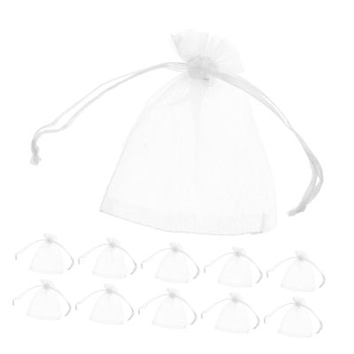100pcs White Organza Bags Sheer Mesh Drawstring Pouches for Jewelry Christmas Showers Wedding Party Favors Versatile Storage