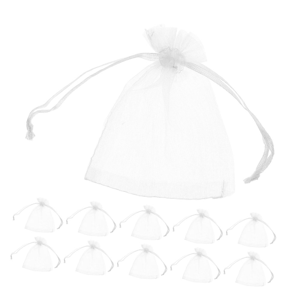 100pcs White Organza Bags Sheer Mesh Drawstring Pouches for Jewelry Christmas Showers Wedding Party Favors Versatile Storage