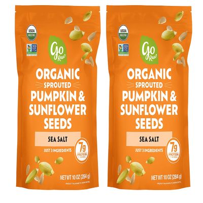 2 Pack Go Raw Organic Sprouted Pumpkin & Sunflower Seeds, 22 oz (2), Sea Salted, Keto, Kosher, Superfood