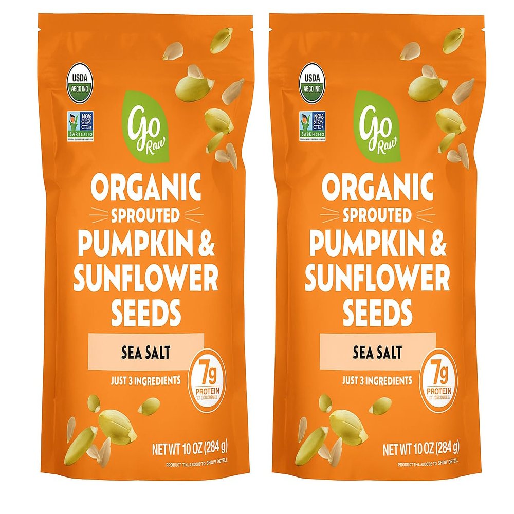 2 Pack Go Raw Organic Sprouted Pumpkin & Sunflower Seeds, 22 oz (2), Sea Salted, Keto, Kosher, Superfood