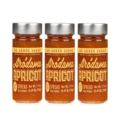 ARODAMA PREMIUM GREEK MARMALADE (JAM, SPREAD) NO SUGAR ADDED, 7.8 OZ/ 220 GRS CRETAN PRODUCT 100% NATURAL NO PRESERVATIVES OR ADDITIVES (3 JAR PACK, APRICOT NO SUGAR ADDED)