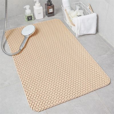 Lifup Bathtub and Shower Mats, Non Slip Quick Drying Mat for Bathroom, Free to Cut Khaki 35.4" x 47.2"