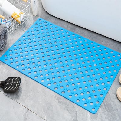 Lifup Shower Mat Suction Cups & Drain Holes Non Slip Bath Mat Quick Drying Bathtub Mats Blue 20.5" x 21.3"