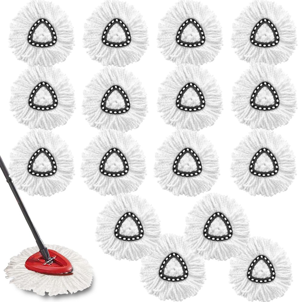 16Pack Spin Mop Replacement Heads,100% Microfiber Mop Head Replacement Compatible with Triangle Spin Mop, 360 Degree Spin Mop Refill for Easy House Cleaning Floor Mopping