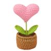 Weaving mini love potted plants, mini knitted potted plants, finished office decorations (pink) view 1
